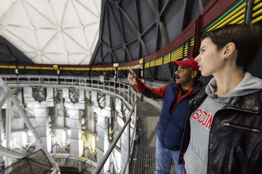 Eric Wilcots and Julie Davis look at the Southern African Large Telescope
