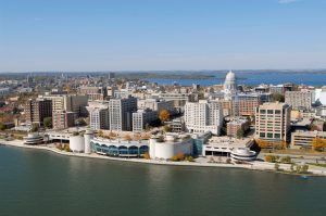 Aerial photo of downtown Madison