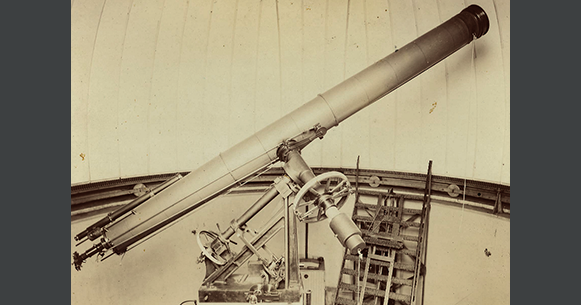 Historic photo of the Washburn Observatory telescope.