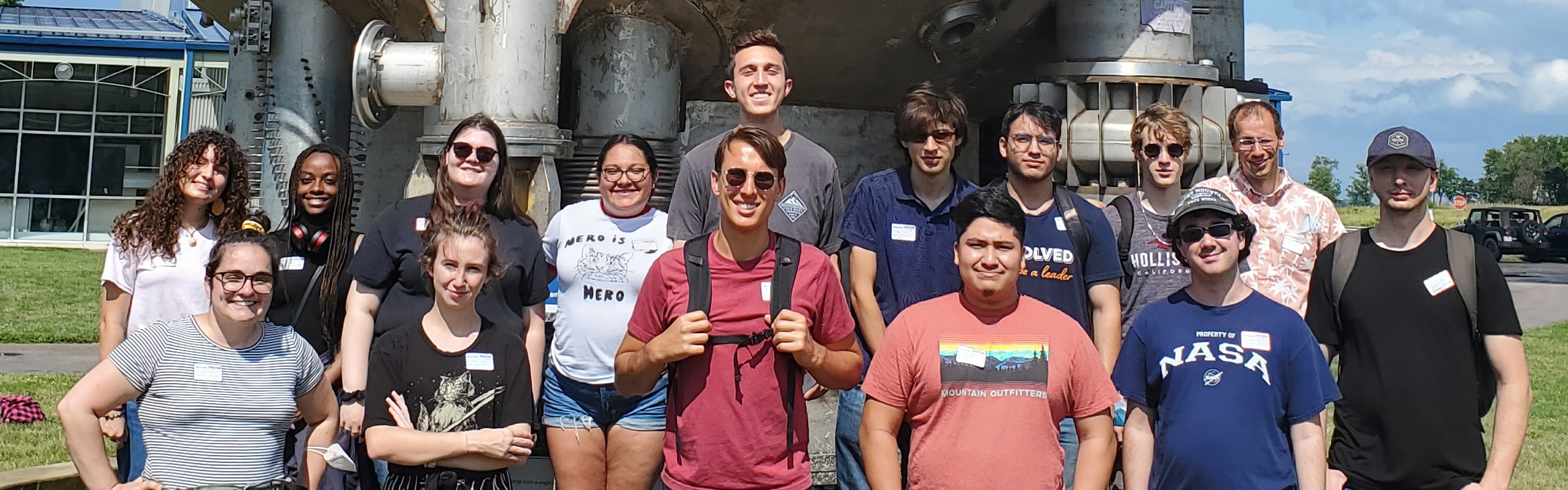 Group photo of 2022 REU students during fieldtrip to Fermilab